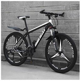 NENGGE Mountain Bike NENGGE 26 Inch Men's Mountain Bikes, High-carbon Steel Hardtail Mountain Bike, Mountain Bicycle with Front Suspension Adjustable Seat, 21 Speed, Black 3 Spoke