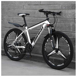 NENGGE Mountain Bike NENGGE 26 Inch Men's Mountain Bikes, High-carbon Steel Hardtail Mountain Bike, Mountain Bicycle with Front Suspension Adjustable Seat, 21 Speed, White 3 Spoke