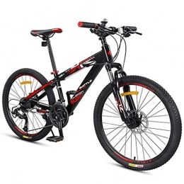 NENGGE Mountain Bike NENGGE Boys Mountain Bikes, Mountain Trail Bikes with Dual Disc Brake, Front Suspension Aluminum Frame All Terrain Mountain Bicycle, Black, 24 inch 27 Speed