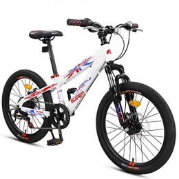 NENGGE Mountain Bike NENGGE Boys Mountain Bikes, Mountain Trail Bikes with Dual Disc Brake, Front Suspension Aluminum Frame All Terrain Mountain Bicycle, White, 20 inch 7 Speed