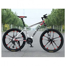 Mnjin Bike Outdoor sports MTB Front Suspension 30 Speed Gears Mountain Bike 26" 10 Spoke Wheel with Dual Oil Brakes And High-Carbon Steel Frame, Red