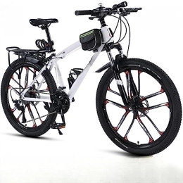 PASPRT Bike PASPRT Adult Mountain Bike, 26 Inch Road Bike, Carbon Steel Frame, Variable Speed Bike, All-terrain, Easy To Assemble, Suitable for Men and Women (white 27 speeds)