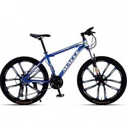 PBTRM Bike PBTRM 26 Inch Mountain Bike 30 Speeds MTB Bicycle, Suspension Fork, Carbon Steel Frame, Double Disc Brake, for Adults And Teenagers, Blue