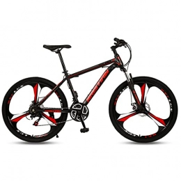 PBTRM Bike PBTRM 26 Inch Mountain Bike MTB Disc-Brake 3-Spokes, Front Suspension, Carbon Steel Frame, for Adults, black red, 24 speed