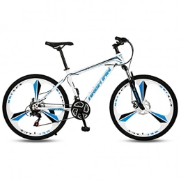 PBTRM Bike PBTRM 26 Inch Mountain Bike MTB Disc-Brake 3-Spokes, Front Suspension, Carbon Steel Frame, for Adults, White blue, 27 speed