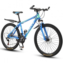 PBTRM Bike PBTRM 26 Inches Mountain Bike City Bicycle with High-Carbon Steel Frame, Thickened Shock-Absorbing Front Fork, Double Disc Brakes, for Men And Women, Suitable Height 160~180CM, 21 speed blue