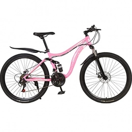 PBTRM Bike PBTRM Soft Tail Mountain Bike MTB 26 Inch 27 Speed for Men And Women, Double Shock-Absorbing Frame, Disc Brake, Pink