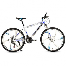 peipei Bike peipei 26 Inch Mountain Bike 27 / 30 Speed Steel Frame Bicycle Front And Rear Mechanical Disc Brake-White and blue E_27