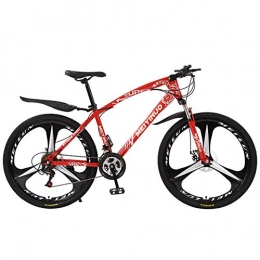 POOL Bike Pool Mountain bike shock absorber bike 26 inch disc brake 21 speed student car adult bicycle mountain bike (3 knife red), 24 speed