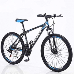 Puret Mountain Bike Puret 21 Speed 26 Inch Mountain Bike Aluminum Alloy and High Carbon Steel, Front Suspension Disc Brake Outdoor Bikes for Women Men (Black-blue)