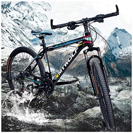 QIMENG Mountain Bike QIMENG 26 Inch Mountain Bikes Anti-Slip Bikes Hardtail Mountain Bikes 27 Speed Drivetrain with Dual Disc Brake Lightweight Aluminum Suspension Frame Suitable for Height 165-180Cm, Blue