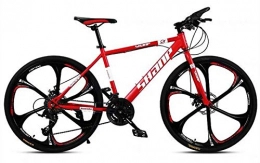 RZBB Mountain Bike RZBB Mountain Bicycle, 24 / 26 Inch Big Wheel Hard Tail Mountain Bike 30 Speed High Carbon Steel Frame 6 Cutter Wheel Double Disc Brake MTB Bike, Red