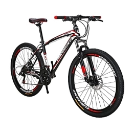 EUROBIKE Bike SD X1 Adult Mountain Bike 17inch Steel Frame 27.5inch Wheel Disc Brake 21 Speed Gears System Front Suspension MTB Bicycle (Muti Spoke Wheel Blackred)