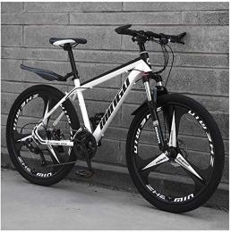 Shirrwoy Mountain Bike Shirrwoy 26" 27 Speed Mountain Bike for Adult, High Carbon Steel, Suspension Fork, Dual Disc Brake Bicycle, All Terrain Mountain Bikes, 3 Knives, black red