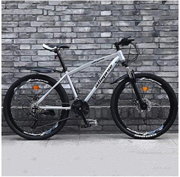 Shirrwoy Mountain Bike Shirrwoy 26" Hardtail Mountain Bike Adult Men And Women, Double Disc Brake High-Carbon Steel Bicycle, 21 / 24 / 27 / 30 Speeds Mountain Bikes, Silver, 30 speed