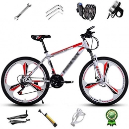 Shirrwoy Bike Shirrwoy Mountain Bike 26 Inch, 21 / 24 / 27speed High Carbon Steel Road Bikes 3 Cutter Wheels Bicycles Dual Disc Brakes, Suspension Fork Mountain Bicycle, 26in, 21 speed