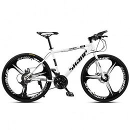 SIER Bike SIER Adult mountain bike 26 inch double disc brake one wheel 30 speed off-road speed bicycle men and women, White