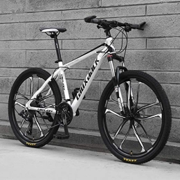  Bike Stylish 10 Spoke Wheels Mountain Bicycles Hydraulic Double Disc Brake Mountain Bike Male and Female Students Road Bike 26 Inch Wheel MTB, Black & White, 21 Speed
