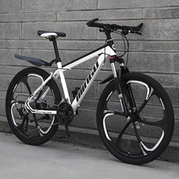 Bike Stylish Full Suspension Mountain Bike 21 / 24 / 27 / 30 Speed Bicycle 26 inches MTB Disc Brakes Variable Speed Bicycle, Black+White, 24 Speed