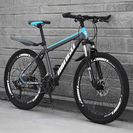  Bike Stylish Mountain Bike, Mechanical Disc Brakes Carbon Steel Frame 21-Speed Shiftable Bicycle Adult Outdoor Cross Country Bicycle, Blue, 24inch