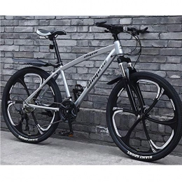  Bike Stylish Mountain Bikes Bicycles, Lightweight Carbon Steel Frame 21 Speeds Mountain Bike Double Disc Brake Young Men And Women Road Bike, Silver, 26inch