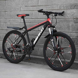  Bike Stylish Variable Speed Mountain Bike 21 / 24 / 27 / 30 Speed Carbon steel Frame 24 Inches 10-Spoke Wheels MTB Damping Bicycle, Black, 27 Speed