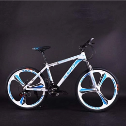 U/A Bike U / A Fixed Gear Bike Aluminum Alloy Frame Bicycle Aluminum Alloy Mountain Bike 26 Inch Speed Shift One Wheel Double Disc Brake Shock Absorber Men And Women-_White_Blue_24Speed