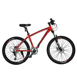 FJW Mountain Bike Unisex 27 Speed Suspension Mountain Bike 26 Inch Aluminium Alloy Frame Double Disc Brake Commuter City Student Hardtail Bike, Red