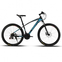 FJW Mountain Bike Unisex Suspension Mountain Bike 24 Inch High-carbon Steel Frame 21 / 24 / 27 Speed with Disc Brakes, Blue, 24Speed