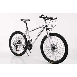 WEHOLY Bike WEHOLY Bicycle Mountain Bike Frame MTB Bike High-Carbon Steel 21 Speeds 24" Wheel Mountain Bike Disc Brakes, White