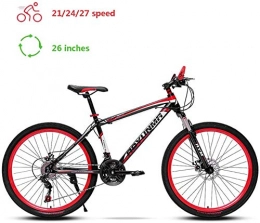 WSJYP Mountain Bike WSJYP Adult Mountain Bike 26 Inch, Hardtail High Carbon Steel Outroad Bicycles, 21 / 24 / 27-Speed MTB, Gears Dual Disc Brakes Mountain Bicycle, 27speed-Red