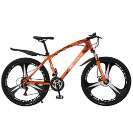 WSZGR Mountain Bike WSZGR Mountain Bicycle With Front Suspension Adjustable Seat, Lightweight Mountain Bikes Bicycles, Strong Frame Disc Brake Mountain Bike Orange 3 Spoke 26", 21-speed