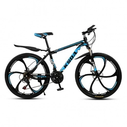 XUELIAIKEE Bike XUELIAIKEE 24 Inch 27-speed Mountain Bike, High-carbon Steel Hardtail Mountain Bikes, Adult Mtb Mountain Bicycle With Front Suspension Dual Disc Brake-Blue And Black Spoke Wheel