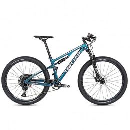 YALIXI Mountain bike, 29 inch men's mountain bike, double shock-absorbing carbon fiber soft tail mountain bike Adult off-road suspension bike, carbon fiber material, color changing frame