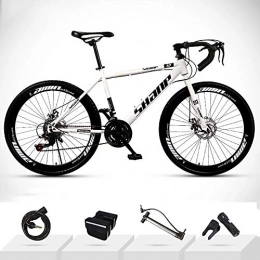 ZHIPENG Bike ZHIPENG 26-Inch Mountain Off-Road Bikes, 24-Speed Adult Shift Bike, City Road Race Bike, Angled Grip, High Carbon Steel, White