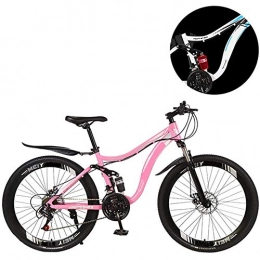 ZHIPENG Mountain Bike ZHIPENG Mountain Bicycle, 26 Inch Hardtail Mountain Bike, Dual Suspension Frame And Suspension Fork All Terrain Mountain, 21 Speed, Pink