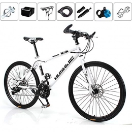 ZLMI Mountain Bike ZLMI Adult Mountain Bike, 26 Inch 30-Speed Bicycle Full Suspension MTB Gears Dual Disc Brakes Mountain Bicycle, High-Carbon Steel Outdoors Hardtail Mountain Bike, White