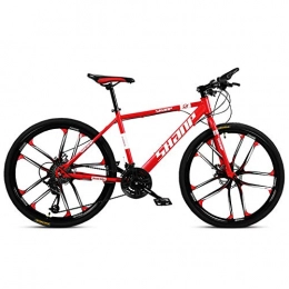 ZTIANR Mountain Bike ZTIANR Mountain Bicycle, 21 / 24 / 27 / 30 Speed Double Disc Brake Full Suspension Anti-Slip, Suspension Fork, 26Inch Mountain Bike, Red, 21 speed