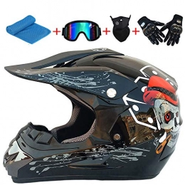 AKBOY Mountain Bike Helmet AKBOY Bicycle Helmet Men Matt Black Skull Mountain Bike Helmets MTB Adult Bike Motorbike Helmet Full Face Protective Gear Detachable Visor with Gloves Goggles Mask Sweat Towel for Road Skate Riding