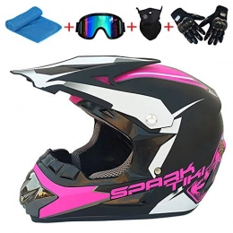 AKBOY Full Face Mountain Bike Helmet Motocross Helmets Youth Kids Protective Ghost Head Mountain Bicycle Road MTB Ski Adult Helmet (Towel, Gloves, Goggles, Masks, 5-piece Set) Pink Black