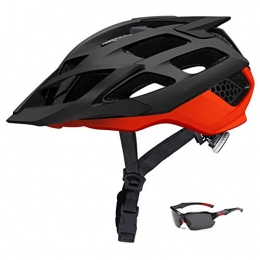 Yuan Ou Mountain Bike Helmet Helmet Yuan Ou MTB Bicycle Helmet with Sunglasses Ultralight Road Bike Mountain Bike Helmet In-mold Racing Cycling Helmets M(52-57) Black Red