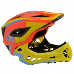 Kiddimoto Mountain Bike Helmet Kiddimoto Unisex-Youth IKON Full Face Cycle Helmet, Yellow / Orange, Medium (53-58cm)