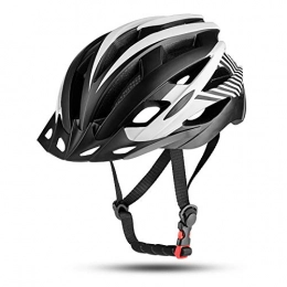 MOKFIRE Mountain Bike Helmet MOKFIRE Adult Bike Helmet with USB Rechargeable Rear Light & Detachable Visor Lightweight Mountain Road Bicycle Helmet Adjustable Cycling Helmets for Men Women, 22.05-24.41 Inches, Black White