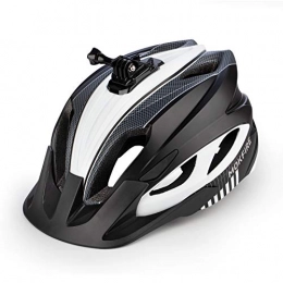 MOKFIRE Mountain Bike Helmet MOKFIRE Mountain Bike Helmet with Camera Mount & Detachable Sun Visor MTB Road Bicycle Helmets Adjustable Cycling Helmet Certificated by CPSC, Sizes for Adults Men / Women - Matte Black White