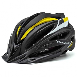 VICTGOAL Mountain Bike Helmet Victgoal Bike Helmet with Visor LED Taillight Insect Net Padded Road Mountain Bike Cycling Helmet Lightweight Cycle Bicycle Helmets for Adult Men and Women (Black Yellow)