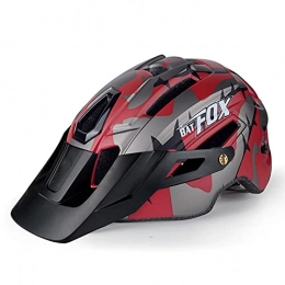 YUNSHAO Mountain Bike Helmet YUNSHAO Bicycle Helmet Camouflage Helmet MTB Road Bike Riding Helmet Big Brim Hat With Tail Light Bat Fox Safety Helmet (Color : 3)