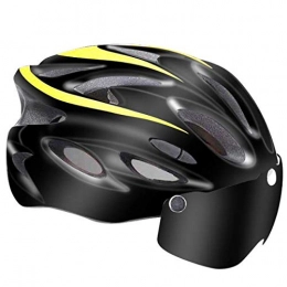 YWZQ Mountain Bike Helmet YWZQ Man Cycling Helmet, LED Light Bicycle Helmet Goggle MTB Bike Helmet Road Mountain Helmets Safety Cap Hat, Yellow