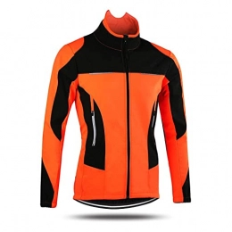 Aocase Clothing Aocase Men's Thermo Bicycle Jacket, Cycling Jacket Men Windproof Waterproof Fleece Warm Jacket, Windbreaker For Cycling Mountain Bike, Running, Hiking, Mountaineering, Orange, M