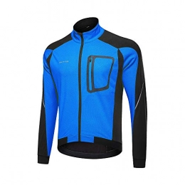 JOMSK Clothing Cycle Riding Jerseys Mens Cycling Jacket Windproof Breathable Lightweight High Visibility Warm Thermal Long Sleeve Jacket Mountain Bike (Color : Blue, Size : L)
