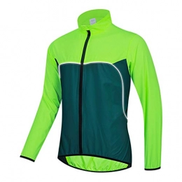  Clothing Men Cycling Long Sleeve Jacket, Reflective Windproof Waterproof Mountain Bike MTB Wind Coat Riding Bicycle Jersey Breathable Biking Running Windbreaker(Size:XXXL, Color:Dark Green)